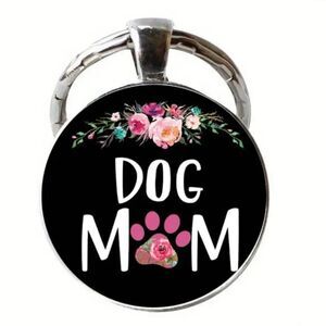 Dog Mom Floral Keychain